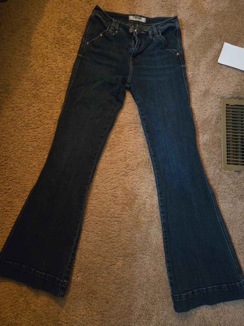 Women's Dark Blue Flare Jeans - Classic Wide Leg Denim